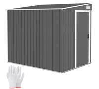 Outsunny 7 x 5FT Garden Shed w/ Foundation Lean to Metal Tool Shed Dark Grey, Grey
