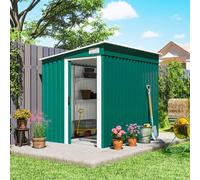 Outsunny 7 x 5FT Garden Shed w/ Foundation Lean to Metal Tool Shed Green, Green