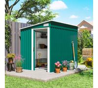Outsunny 7 x 5FT Garden Shed w/ Foundation Lean to Metal Tool Shed Green | TJ Hughes