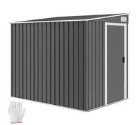 Outsunny 7 X 5Ft Garden Shed W/ Foundation Lean To Metal Tool Shed In Dark Grey Dark Grey