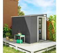 OUTSUNNY 7 x 5FT Garden Shed w/ Foundation Lean to Metal Tool Shed in Dark Grey Outsunny Dark Grey