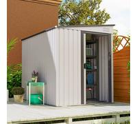 Outsunny 7 x 5FT Garden Shed w/ Foundation Lean to Metal Tool Shed White