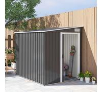 Outsunny 7 x 5FT Garden Shed w/ Foundation Lean to Metal Tool Shed Dark Grey, Grey