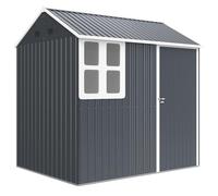 Outsunny 7 x 6 ft Metal Garden Shed Outdoor Storage Shed w/ Door, Dark Grey