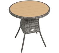 Outsunny 70 cm Wood-Effect Rattan Garden Table - Natural Wood Finish