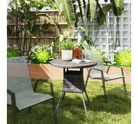 Outsunny Outdoor Pe Rattan Dining Table, Grey, Grey