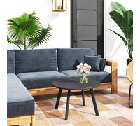 Outsunny 70cm Round Coffee Table with Non-Slip Foot Pads, Black