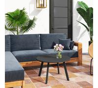 Outsunny 70cm Round Coffee Table with Non-Slip Foot Pads, Black