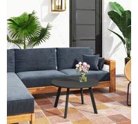 Outsunny 70Cm Round Coffee Table With Non-Slip Foot Pads, Charcoal Grey