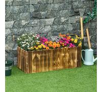 Outsunny 70L Wooden Rectangle Garden Flower Raised Bed Pot 80L x 33W x 30H cm
