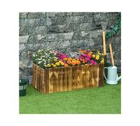 Outsunny Garden Raised Bed Wooden Pot Vegetable Planter Box 80x33x30cm, Brown