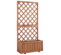 Outsunny 72.5 x 31.5 x 149.5 cm 45L Garden Wooden Pine Trough Planter with Topped Trellis Climbing Plants Flower Raised Bed, Orange