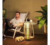 OUTSUNNY 72 cm Rattan Solar Floor Lamp, Auto On/Off LED Garden Light, Grey Outsunny Grey