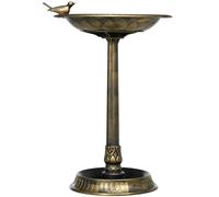 Outsunny 72Cm Tall Bird Bath With Bird Decoration For Garden, Bronze Tone Bronze