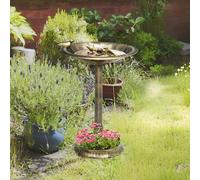 Outsunny 72cm Tall Bird Bath w/ Bird Decoration for Garden, Bronze Tone, Brown
