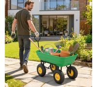 OUTSUNNY Garden Cart Trolley Dump Wheelbarrow Trailer Truck 4 Wheels in Green Outsunny Green