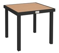 Outsunny 78 cm Garden Dining Table for 4 People, Square Outdoor Coffee End Side Table with Aluminium Legs, Natural Wood Finish