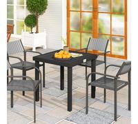 Outsunny 78 Cm Garden Dining Table For 4, Square Outdoor Side Table, Black Black