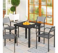 Outsunny 78 Cm Garden Dining Table For 4, Square Outdoor Side Table, Black Black
