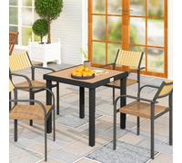 Outsunny 78 Cm Garden Dining Table For 4, Square Outdoor Side Table, Natural
