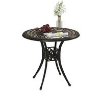 Outsunny 78 cm Round Garden Dining Table with Parasol Hole, Bronze Tone
