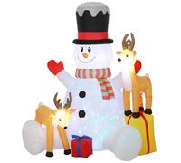 Outsunny 7ft Giant Christmas Inflatable Snowman with 2 Reindeer, Outdoor Blow Up Christmas Decoration with LEDs, Bag