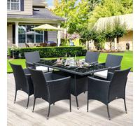 Outsunny 7Pc Rattan Garden Furniture Dining Set Wicker Patio Conservatory In Black