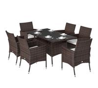 OUTSUNNY 7pc Rattan Garden Furniture Dining Set Wicker Patio Conservatory in Brown Outsunny Brown