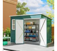 OUTSUNNY 8.5 x 6ft Galvanised Steel Garden Shed with Foundation Kit, Green Outsunny Green