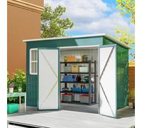 Outsunny 8.5 X 6Ft Galvanised Steel Garden Shed With Foundation Kit, Green Green