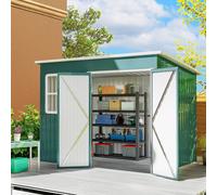 Outsunny 8.5 X 6Ft Galvanised Steel Garden Shed With Foundation Kit, Green Green