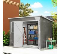 Outsunny 8.5 x 6ft Galvanised Steel Garden Shed with Foundation Kit, Grey