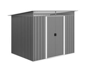 Outsunny 8.5 x 6ft Garden Storage Shed Metal House Hut Gardening Tool Storage with Tilted Roof and Ventilation, Grey Aosom UK