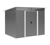 Outsunny 8.5 x 6ft Metal Shed with Lightsky Panels, Garden Storage Tool House with Double Doors for Garden, Patio and Lawn, Grey Grey