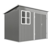 Outsunny 8.5 x 6ft Storage Shed Galvanised Steel Garden Shed, Metal Shed with Foundation Kit, Window, Lockable Wide Doors and Air Vents for Outdoor Patio, Light Grey