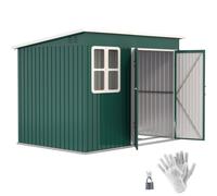 Outsunny 8.5 x 6ft Galvanised Steel Garden Shed with Foundation Kit, Green, Green