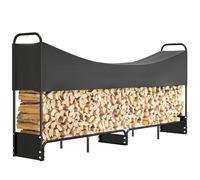 Outsunny 8.5ft Firewood Rack, Heavy Duty Log Storage Holder with Waterproof 600D Oxford Log Cover for Fireplace Fire Pits Outdoor Patio Wood Storage, 300 kg Large Capacity, Black