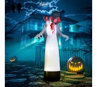 Outsunny 8.9FT Tall Halloween Inflatable Three-Head Witch Ghost Decoration