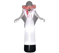 Outsunny 8.9FT Tall Halloween Inflatable Witch Ghost with Three Heads, Blow Up Outdoor Halloween Decoration with Build-in LED Lights for Garden, Lawn, Party