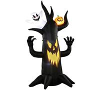Outsunny 8 FT Halloween Inflatable Spooky Tree, Blow Up Decoration with Ghost and Pumpkin for Garden Indoor Outdoor Decor