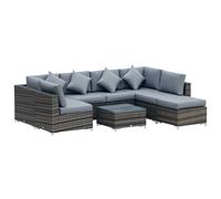 Outsunny Rattan Outdoor Garden Furniture Patio Corner Sofa Set Weave Wicker Blac