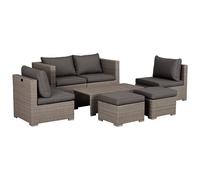 Outsunny 8pc Outdoor Patio Furniture Set Wicker Rattan Sofa Chair Grey - Grey - PE Rattan, Steel, Fabric, Sponge - 55cm x 55cm x 36cm