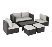 Outsunny 8pc Outdoor Patio Furniture Set Wicker Rattan Sofa Chair Grey - Grey - PE Rattan, Steel, Fabric, Sponge - 55cm x 55cm x 36cm