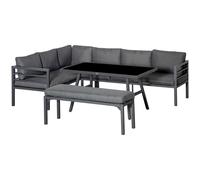 Outsunny 8-Seater Aluminium Garden Dining Sofa Furniture Set with Cushions - Grey - Aluminium, Polyester, Sponge - 170cm x 65cm x 63.5cm
