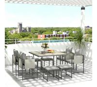 Outsunny 8 Seater Garden Dining Set, Cube Garden Furniture with Cushions