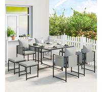 Outsunny 8 Seater Garden Dining Set, Cube Garden Furniture With Cushions