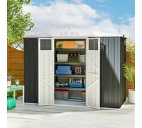 Outsunny 8 x 4 ft Garden Storage Shed, Outdoor Metal Shed, Dark Grey