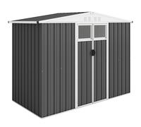 Outsunny 8 x 4 ft Metal Garden Shed, Garden Storage Shed with Window, 4 Vents and Lockable Door, Waterproof Galvanised Steel Tool Storage Shed, Dark Grey
