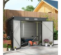 OUTSUNNY 8 x 4FT Metal Garden Storage Shed with Double Doors & 2 Vents in Grey Outsunny Grey