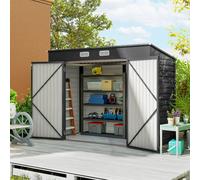 Outsunny 8 X 4Ft Metal Garden Storage Shed With Double Doors, Grey